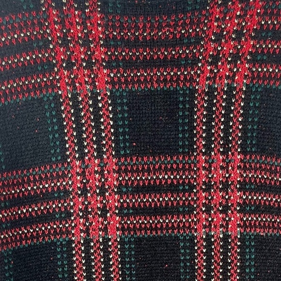 Vintage Knit Plaid Cardigan Blazer Gold Buttons Sz XL Birdseye Preppy Xmas - Picture 8 of 12